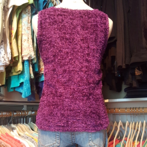 ORANGE USA ♡ Truly Gorgeous Vintage Extremely Soft Purple Knit Sleeveless Top L - Picture 6 of 14
